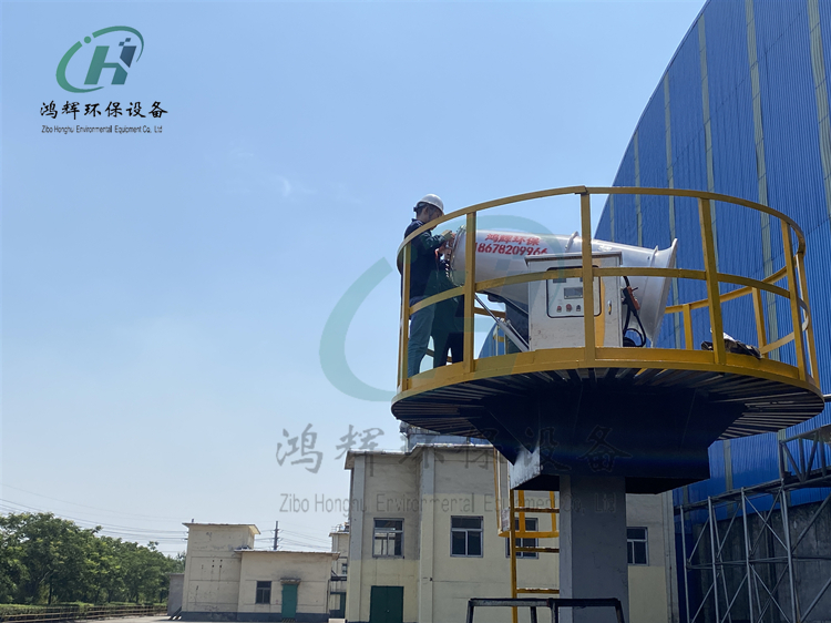河南廠房入口霧炮機降塵現場